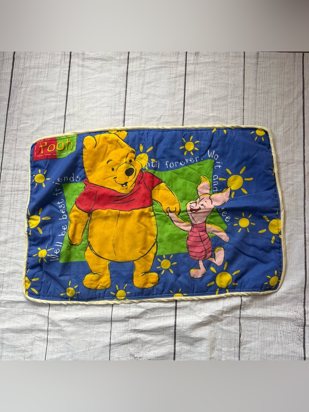 Vintage Disney Winnie the Pooh + Piglet zipper pillow case